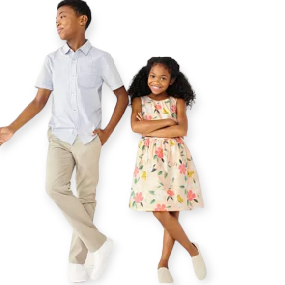 🆕✨Chaps Boys Approved Schoolwear Flat Front Stretch Adjustable Waist Khaki 18Rg - Picture 2 of 9